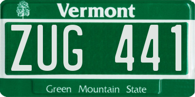 VT license plate ZUG441