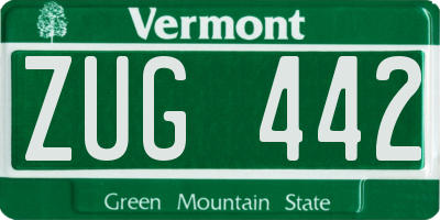 VT license plate ZUG442