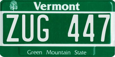 VT license plate ZUG447