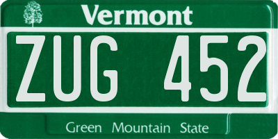 VT license plate ZUG452