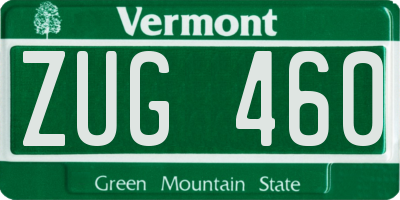 VT license plate ZUG460