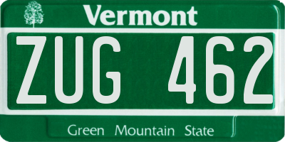 VT license plate ZUG462