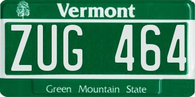 VT license plate ZUG464