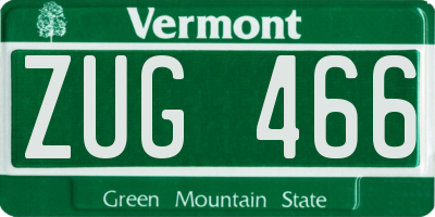 VT license plate ZUG466
