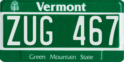 VT license plate ZUG467