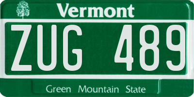VT license plate ZUG489