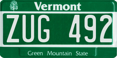 VT license plate ZUG492