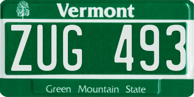 VT license plate ZUG493