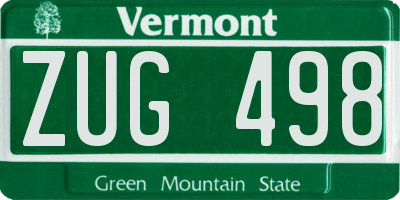 VT license plate ZUG498