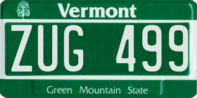 VT license plate ZUG499