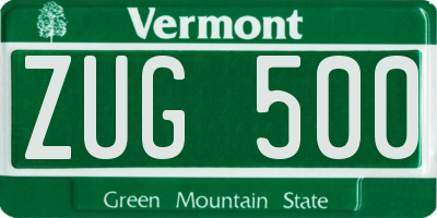 VT license plate ZUG500