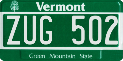 VT license plate ZUG502