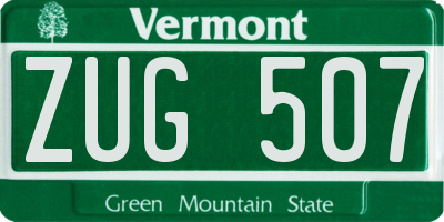 VT license plate ZUG507