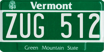 VT license plate ZUG512