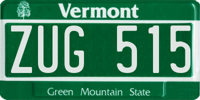 VT license plate ZUG515