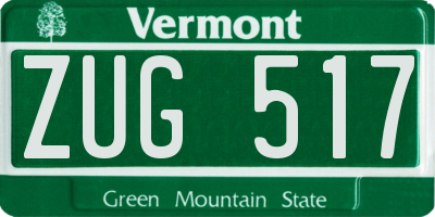 VT license plate ZUG517