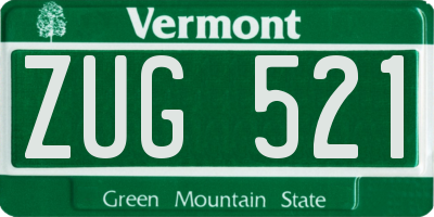 VT license plate ZUG521