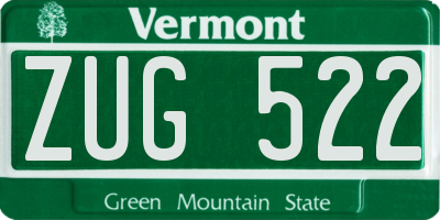 VT license plate ZUG522