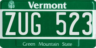 VT license plate ZUG523