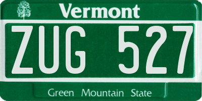 VT license plate ZUG527