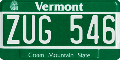 VT license plate ZUG546