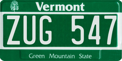 VT license plate ZUG547