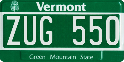 VT license plate ZUG550