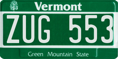 VT license plate ZUG553