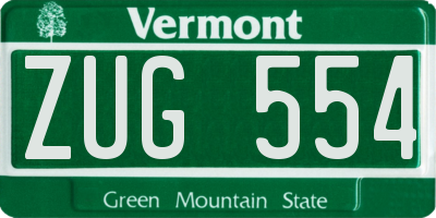 VT license plate ZUG554