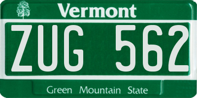 VT license plate ZUG562