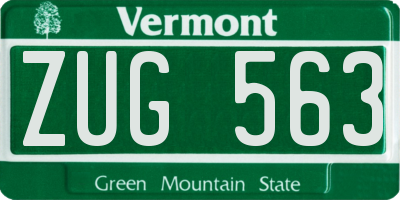 VT license plate ZUG563