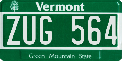 VT license plate ZUG564