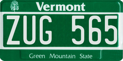 VT license plate ZUG565