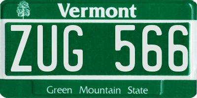 VT license plate ZUG566