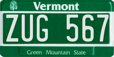 VT license plate ZUG567