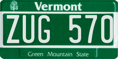 VT license plate ZUG570
