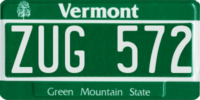 VT license plate ZUG572