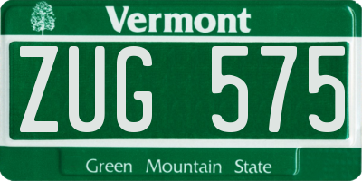 VT license plate ZUG575