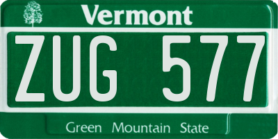 VT license plate ZUG577