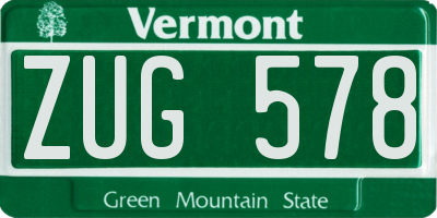 VT license plate ZUG578