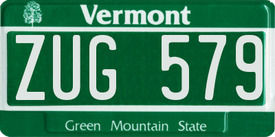 VT license plate ZUG579