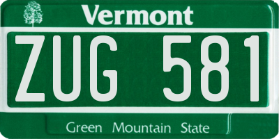 VT license plate ZUG581