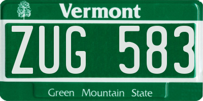 VT license plate ZUG583