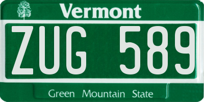 VT license plate ZUG589