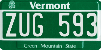 VT license plate ZUG593