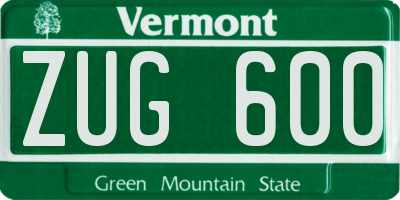 VT license plate ZUG600