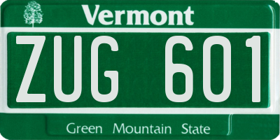 VT license plate ZUG601