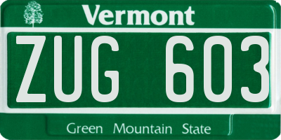 VT license plate ZUG603