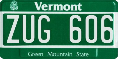 VT license plate ZUG606