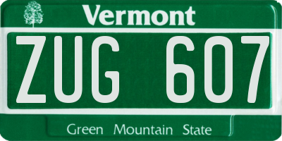 VT license plate ZUG607